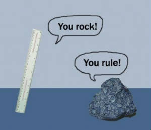 And now the ruler chops the rock in half!